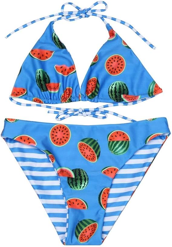 Amazon Mhomzawa 水着 子供 女の子 水着 ビキニ セパレート ジュニア 子ども 女児 水着 みずき ショットパンツ 可愛い スイカプリント スリング 2点セット 80 90 100 110 1cm 水着 通販