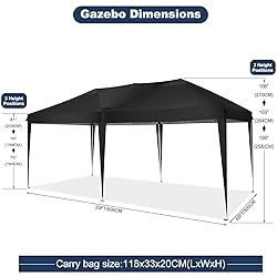 TOOLUCK 10x20 Pop Up Canopy Tent Waterproof Outdoor