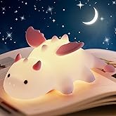 AVEKI Pink Dragon Night Light, Cute Baby Dragon Lamp Gifts for Girls and Princess, 10 Modes Adjustable Touch Baby Light, Rechargeable Nursery Lamp with Timer, Portable Nightlight for Kids Girl