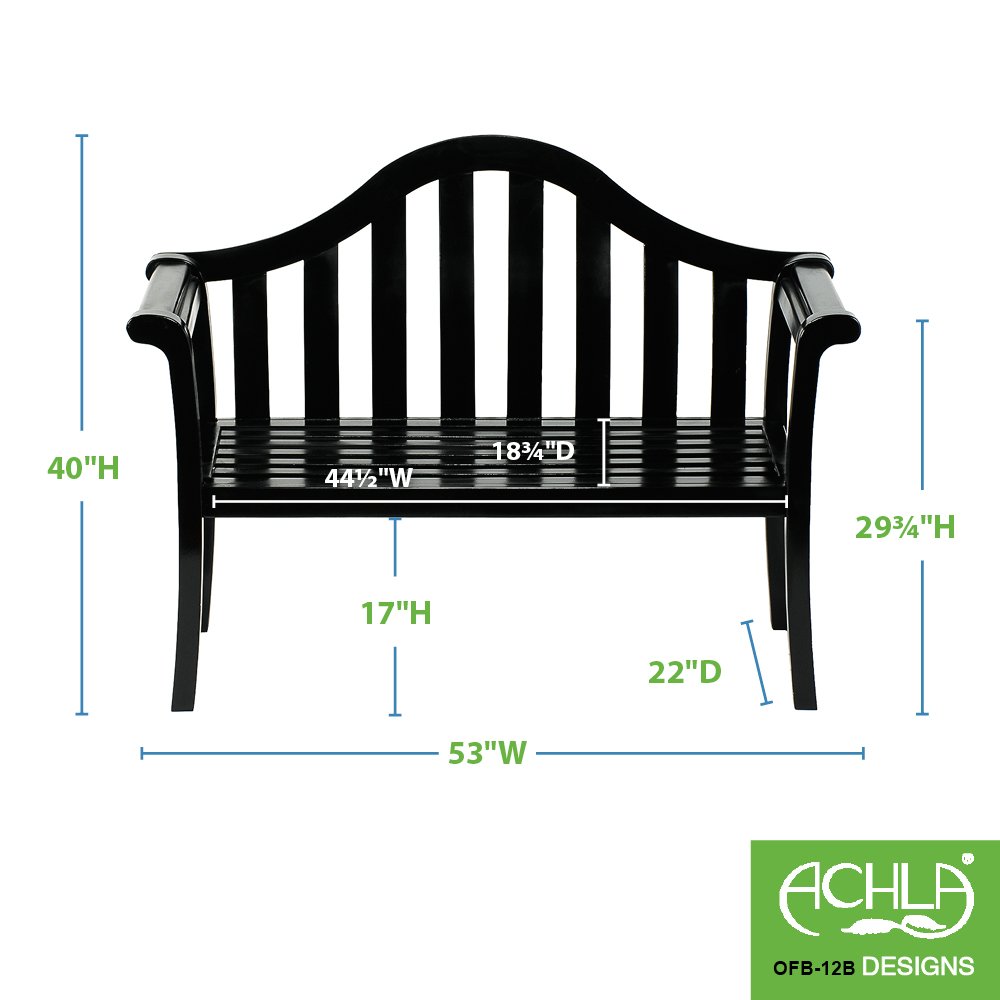 Achla Designs Camelback Wood Garden Bench, Black