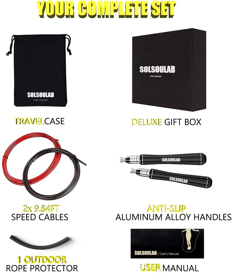 SOLSOULAB Jump Rope for Workout, Premium Quality with Self-Locking Adjustable Design, Skipping Rope for Fitness, Boxing Jumping Rope for Women and Men : Sports & Outdoors
