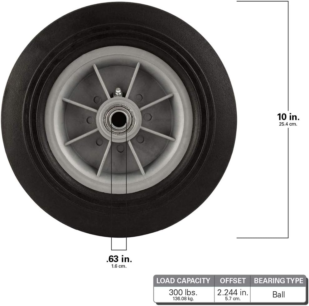 Flat Proof Replacement Wheel - 10-Inch - 300 lb. Load Capacity - For use on Wagons, Carts, & Many Other Products - Automotive Tire And Wheel Products - 