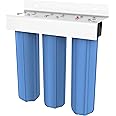 Pentair Pentek BBFS-222 Big Blue Three-Housing Filtration System, 1" NPT #20 High Capacity Water Filter Housing, Holds 20" x 4.5" Filter Cartridges
