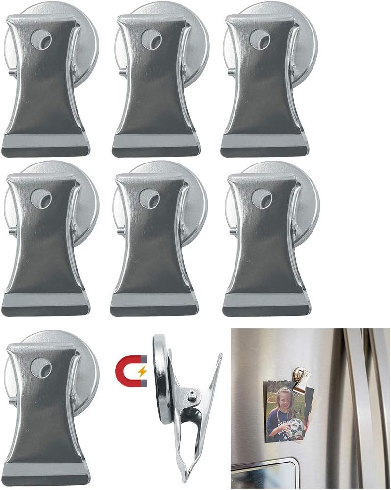 Evelots Magnetic Clip- Fridge/Cabinet-Super Strong-Paper/photo-Stainless-Set/8