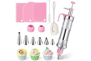 Dessert Decorating Syringe Set,Cake Decorating Icing Piping Tip Kit,Cream Scrapers Spatula, Reusable Dessert Cream Decorating