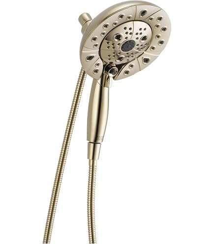Delta Faucet HydroRain 5-Spray H2Okinetic Dual Shower Head With Handheld Spray – 2.5 GPM, Polished Nickel, Includes Hose, Lumicoat Finish