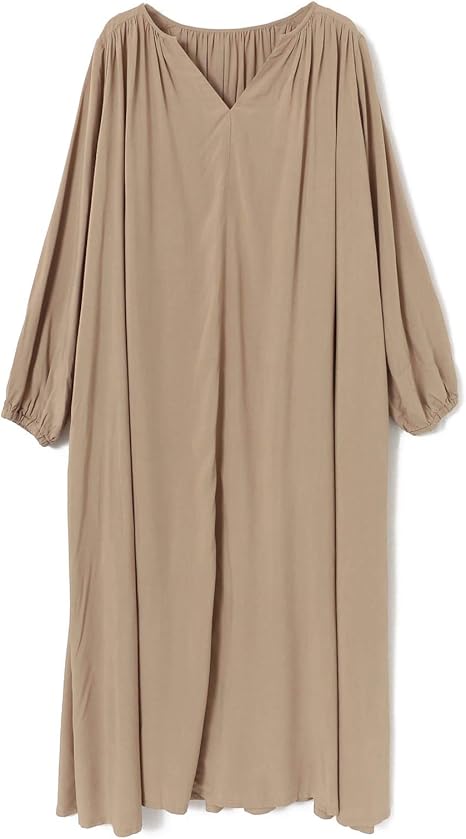 Amazon サニーレーベル ワンピース ドレス ギャザーキーネックワンピース レディース La06 26k008 ベージュ Free ワンピース チュニック 通販