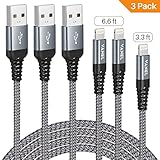 Lightning Cable - Vanel iPhone Charger Cable 3Pack 6FT/6FT/3FT Braided [Mfi Certified] Fast Charging 8 Pin Long Usb Cord for iPhone X/8 Plus/8/7 Plus/7/6S Plus/6S/6 Plus/6