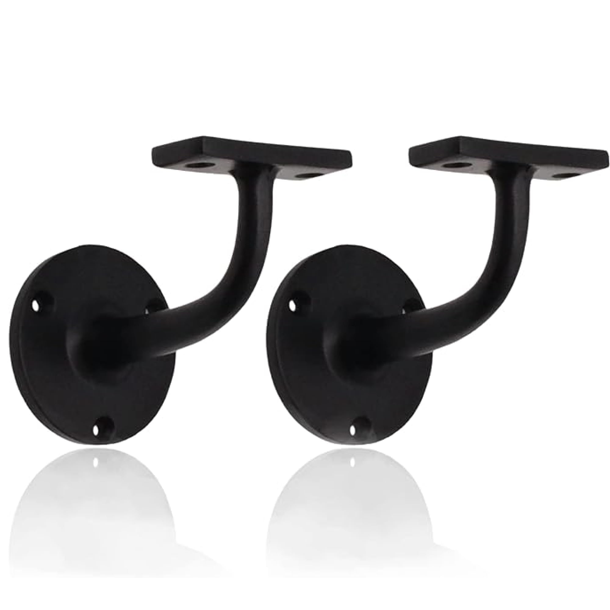 Matt Black Handrail Brackets for Stair Bannister Handrail Wood and Steel Handrail - Pack of 2