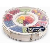 M.origins Rotating Divided Serving Tray with Lid, 6-Compartment Snackle Box | Removable inserts, BPA-free plastic and dishwasher-safe sections for fruit, candy, nuts, picnics, parties and road trips.