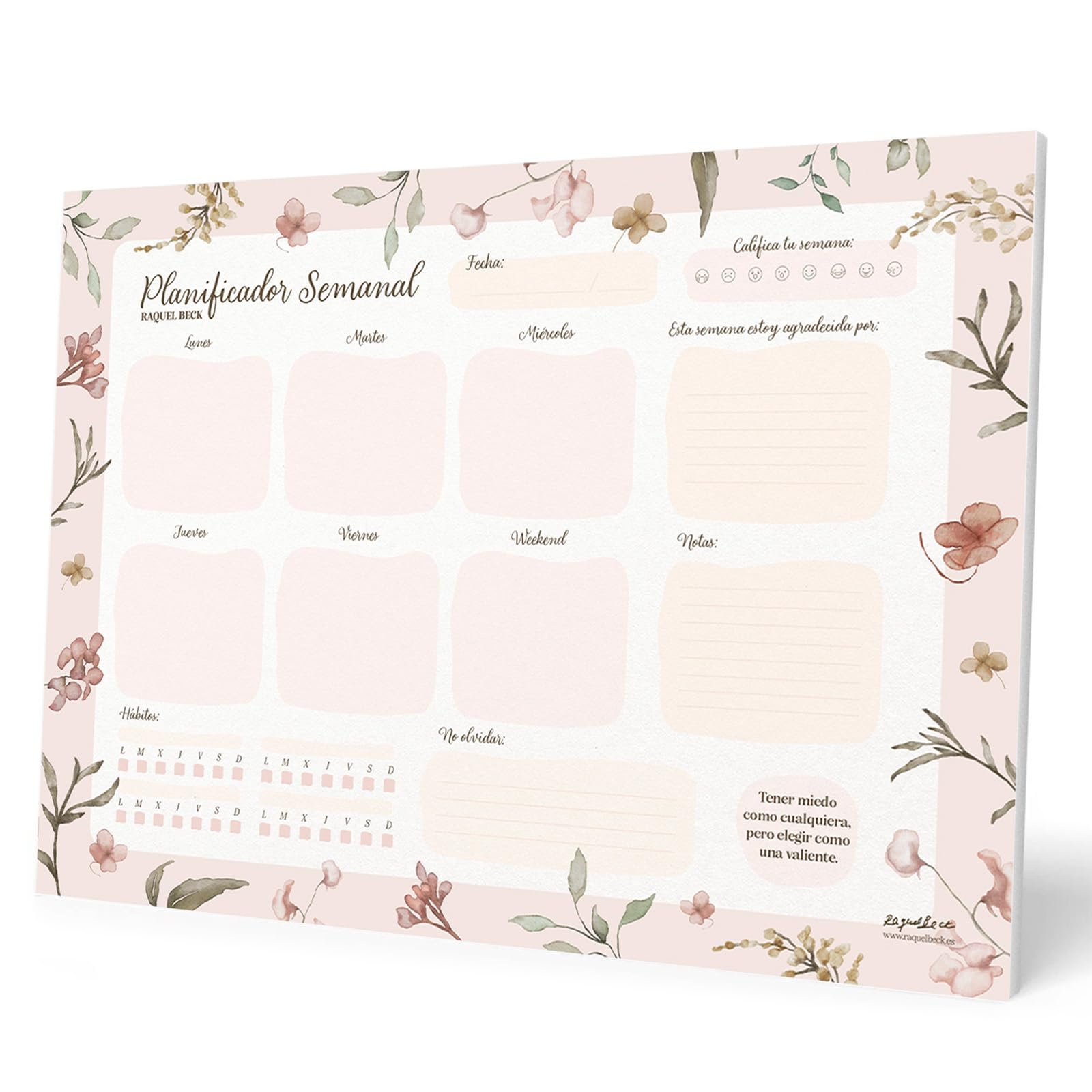 Grupo Erik Weekly Planner A4 In Spanish - Raquel Beck | Undated Daily Planner Family, Desk Calendar, 54 Tear Off Pages Notepad | Cute Stationery Gifts, Spanish Gifts Uner 10 Pounds
