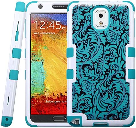 NageBee(TM) - Samsung Galaxy Note 3 lll N900 case - Design Premium Heavy Duty Defender Hybrid Phone Cover Case (Hybrid Teal Mimosa)
