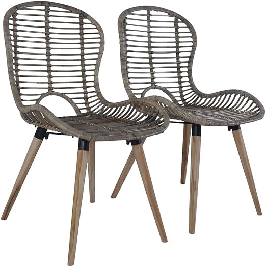Festnight Garten Essstuhle 2 Stk Rattan Essstuhl Naturlichem Rrattan Gartensessel Outdoor Gartenstuhl Vintage Rattanstuhl Rattansessel Braun Rattan Mit Holzbeine 48 X 64 X 85 Cm Amazon De Kuche Haushalt