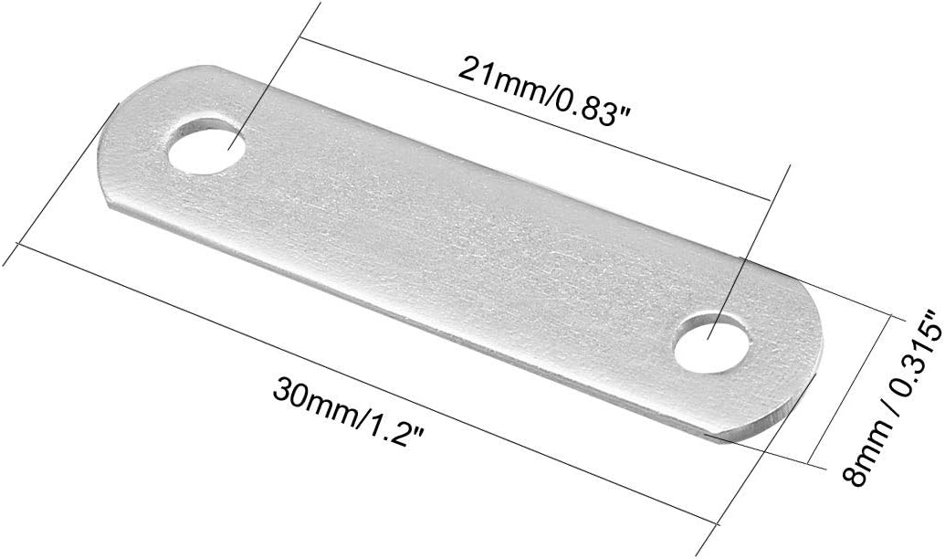 Sourcingmap Repair Plate, 30mmx8mm, Flat Fixing Mending Corner Brace Bracket Connector, Pack of 10, Silver, 30mm x 8mm - Image 4