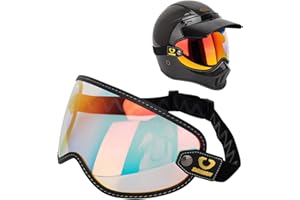 PUENTEMYS Retro Motorcycle Helmet Shield Bubble Visor, PC Goggles Lens Replacement for Off-Road Cruiser Motorcycle Helmet Bell Moto-3
