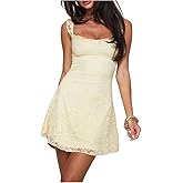 Floerns Women's Summer Mini Dress Floral Lace Sleeveless Vacation Cute A Line Dresses