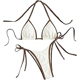 OYOANGLE Women's 2 Piece Bikini Set Triangle Halter String Bikini Set High Cut Bathing Suit Swimwear