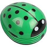 E ECSEM Cute Portable Beetle Ladybug cartoon Mini Desktop Vacuum Desk Dust Cleaner Crumb Sweeper (Green)