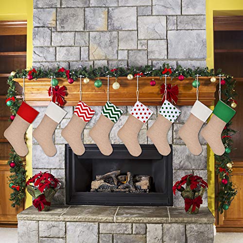 Sunshane 8 Pieces Christmas Stocking Holders Mantel Hooks Hanger Christmas Safety Hang Grip Stockings Clip for Christmas Party Decoration, Silver - Thumbnail 4