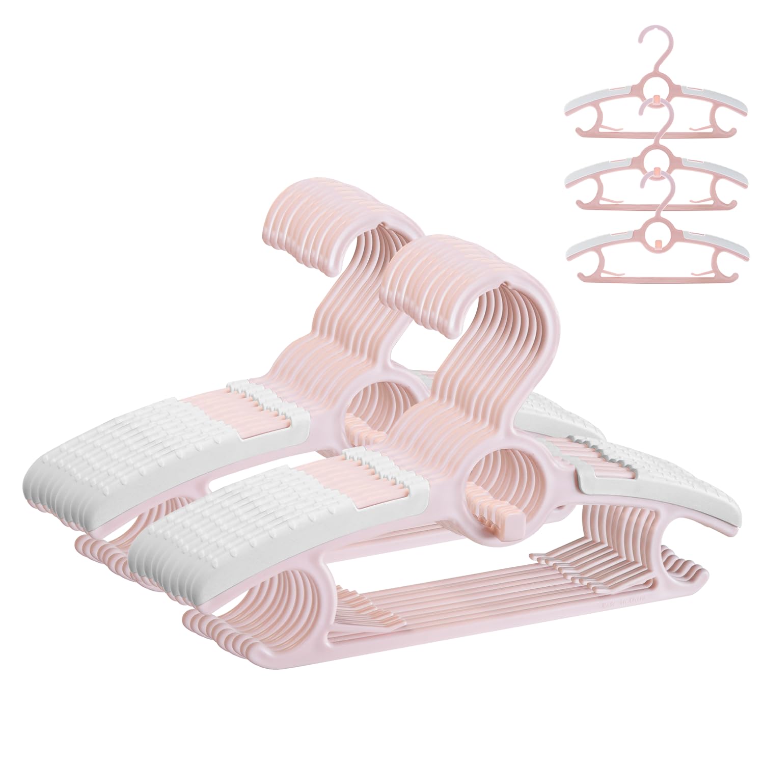 ManGotree Baby Hangers - Adjustable Non-Slip, Space Saving Stackable Plastic Hangers for Baby Toddler (20 Pack, Pink) — image 1