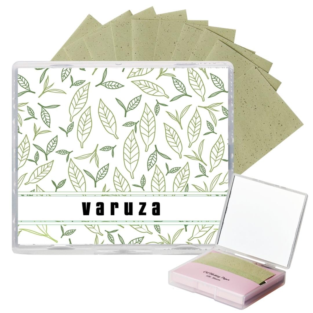 [100 Counts + Mirror Case] Green Tea Natural Oil Blotting Sheets for Face with Mirror Case