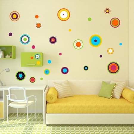 Malango Wandsticker Bunte Punkte Kreise Retro Wanddekoration Kinderzimmer Dots Konfetti Kunterbunt Aufkleber Dekoration Sticker Kinderwelt Deko Amazon De Kuche Haushalt
