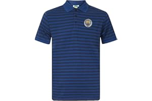 MANCHESTER CITY FC Manchester City Football Club Official Soccer Gift Mens Striped Polo Shirt