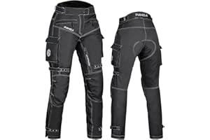 PANDA CYCLE GEAR Motorcycle Pants for Men Dual Sports Enduro Riding Pants Water Resistant 600D Cordura Fabric Hi Vis Armored Motorcycle Pants