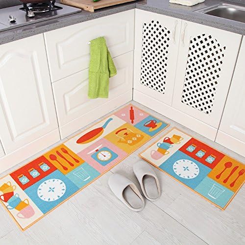 Homartary Home And Kitchen Rugs Rubber Backing Non-Slip Doormat Runner Mats Set 2 Piece (15"x47"+15"x23")
