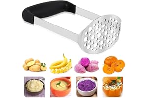 Potato Masher, Stainless Steel Premium Potato Hand-Mashed Machine, Purees Baby Food, Fruit and Vegetable Smasher, with Wide a