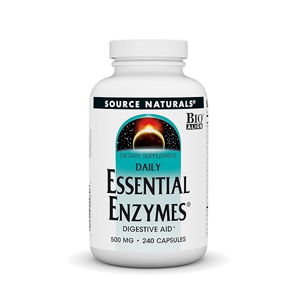 SOURCE NATURALS ESSENTIAL ENZYMES 500MG BIO-ALIGNED MULTIPLE ENZYME SUPPLEMENT HERBAL DEFENSE FOR DIGESTION, GAS, CONSTIPATION & BLOATING RELIEF – SUPPORTS IMMUNE SYSTEM – 240 CAPSULES