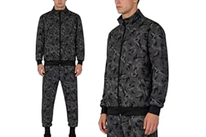 Men’s Camouflage Tracksuit Long Sleeve Zip-Up Jacket And Jogger Sweatpants Casual Activewear Set Stand-Up Collar
