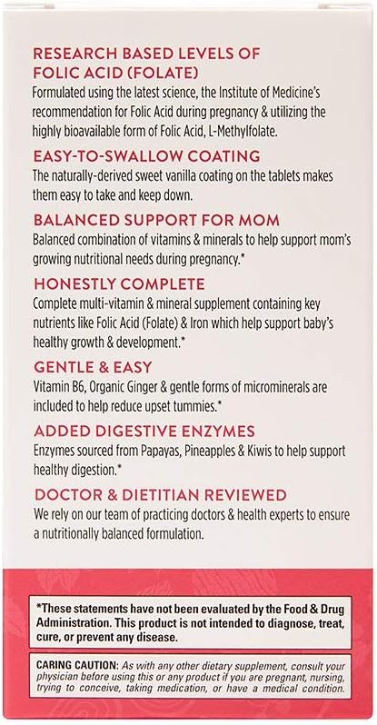 The Honest Company Prenatal Once Daily | Prenatal Vitamins | Non - GMO | Folic Acid, Vitamin A, Vitamin D & Vitamin E, Iron & Choline |, Basic Pineapple, 30 Count (Pack of 1): Health & Personal Care