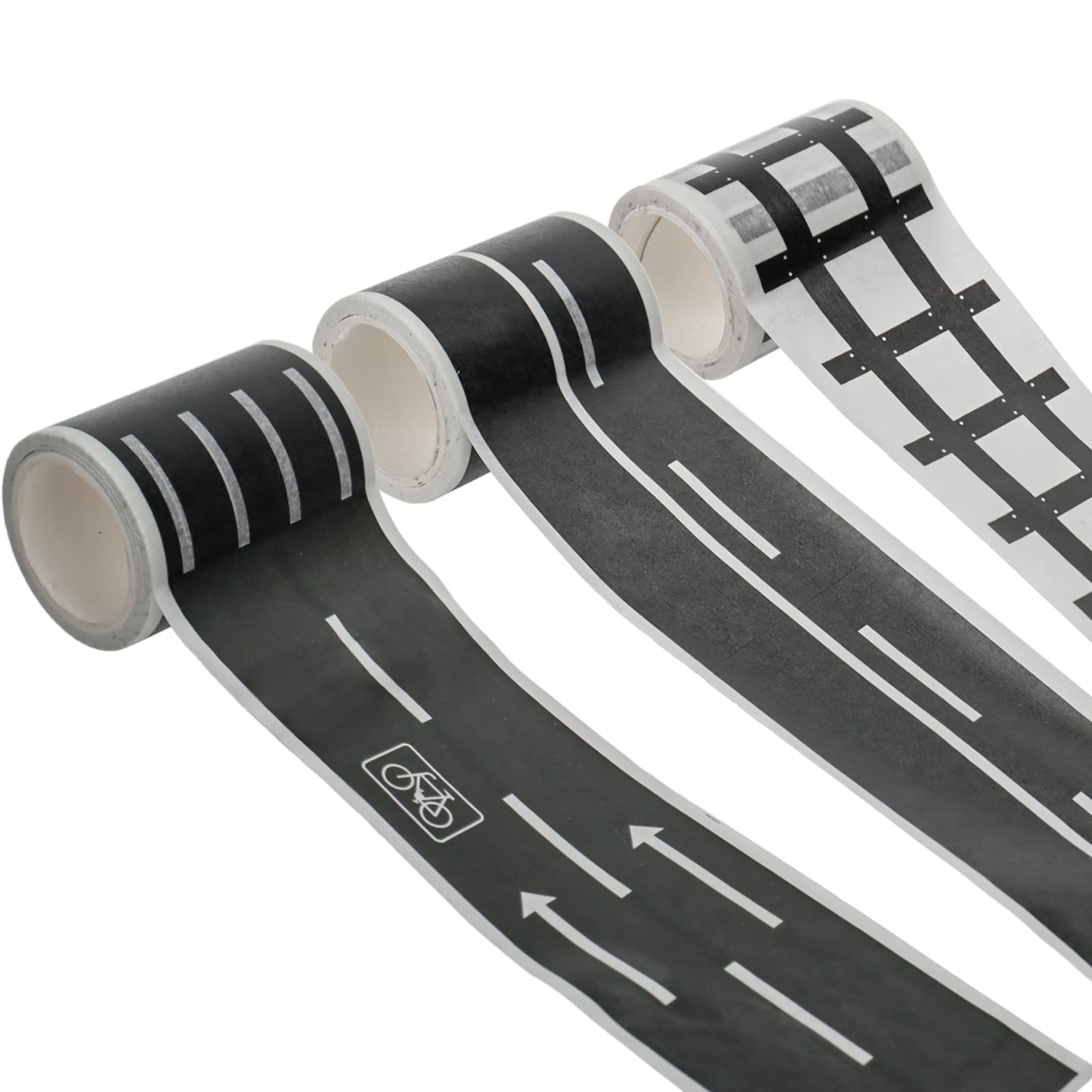 Bettli 3 Pcs Road Tape for Toy Cars,Adhesive Toy Cars Track Road Tape Traffic Tape Railway Road Removable Tape Train Track Tape for Traffic Themed Classroom Playroom