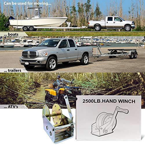 ABN Hand Winch Crank Gear Winch, Heavy Duty, up to 2500 lbs for Trailer, Boat or ATV - Image 3