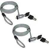 AOMGD 2Pcs 6 feet Laptop Lock Notebook Security Cable Lock | Compatible with 3x7mm Keyholes, Includes 2 Keys, Two Sets