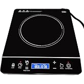 OMEO Portable Induction Cooktop Hot Plate Countertop Burner 1800 Watts Induction Burner with LCD Sensor Touch, LED Display, 10 Temperature Levels, Child Safety Lock, Auto Shutoff Function