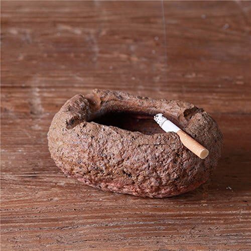 Retro rough pottery ashtray creative personality trend cute multi-functional bedroom living room ceramic clay, 13 * 9 * 5.5CM