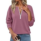 TICTICMISS Womens Fleece Sweatshirts with Pockets Half Zip Pullover Tops Quarter Zipper Hoodies Fall Winter Clothing