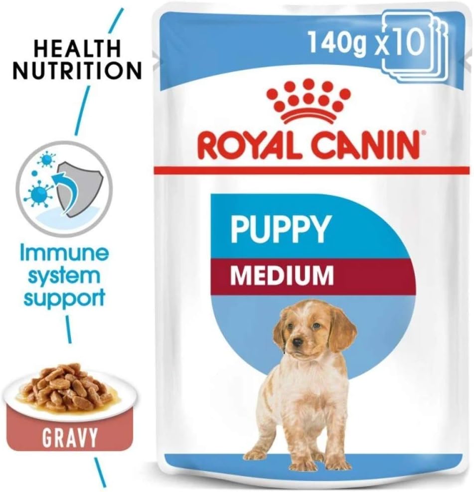 Royal Canin Medium Puppy in Gravy Wet Food (10 x 140g Pouches), 1.4 kg (Pack of 1) - Image 3