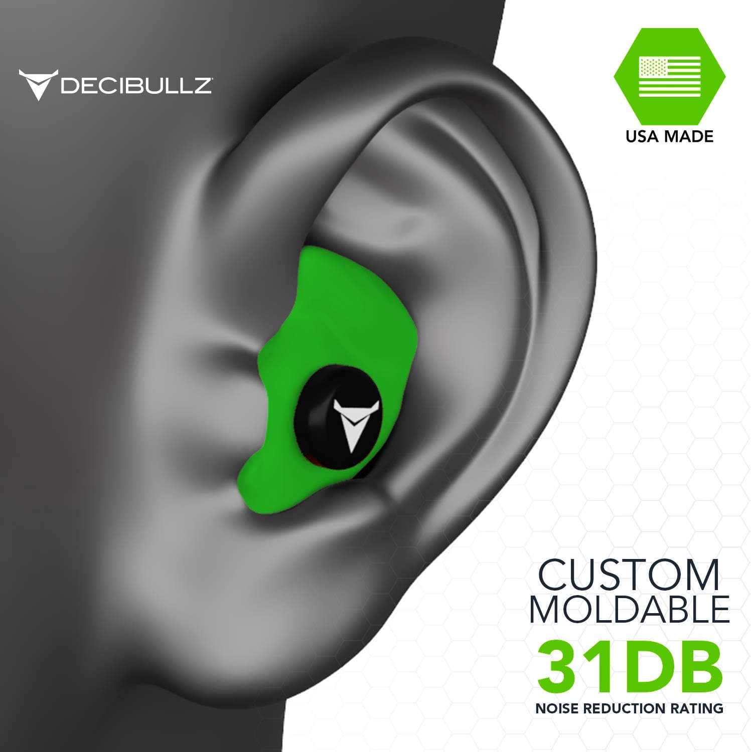 Decibullz, Custom Molded Earplugs, 31dB Highest NRR, Comfortable Hearing Protection for Shooting Travel, Swimming - Image 5