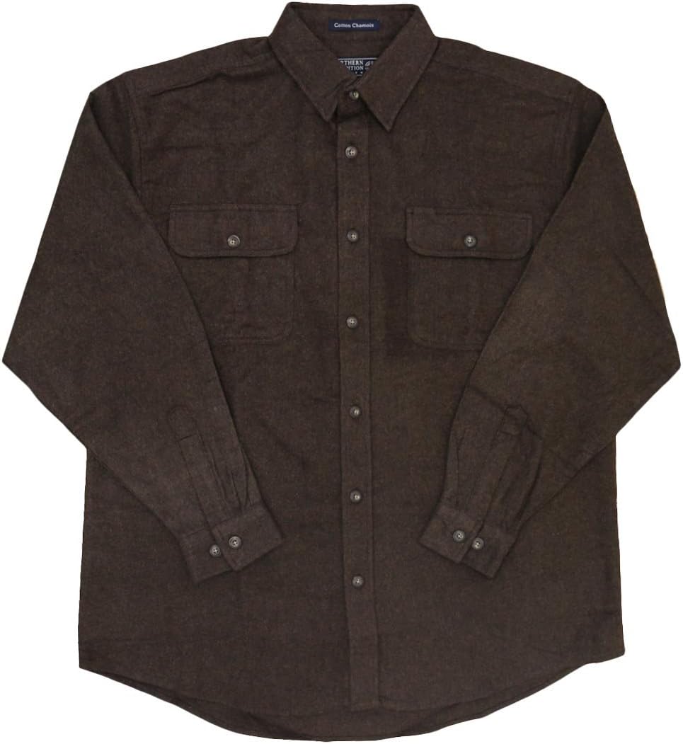 Northern Expedition Men's Heathered Chamois Button Down Shirt (Extra Large, Brown)
