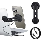 MAGDIGITEH Laptop Phone Holder, Magnetic Phone Stand 15W Fast Wireless Charger for MagSafe for iPhone 18/17/16/15/14/13/12 &amp; All Phones for Tesla (Black)