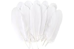 MAOFENG 150pcs 5-7 Inches Natural Goose Feathers Bulk DIY Crafts Feathers for Wedding Party Halloween Clothing Accessories,White