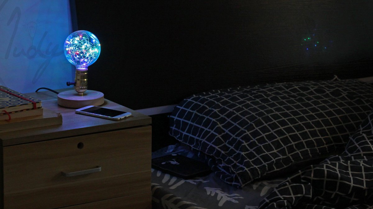 Judy Lighting - G95 LED Edison Flickering Bulb E26 Decorative Twinkling Starry Glass String Light Bulb Colorful Flashing Globe Sparkle Fairy Light, Romantic Festive Holiday Decoration