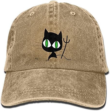 Enliqugua Mens'&Womens' A Cat Catch A Mouse Unisex Cotton Denim Baseball Cap Adjustable Strap Low Profile Plain Hats Natural