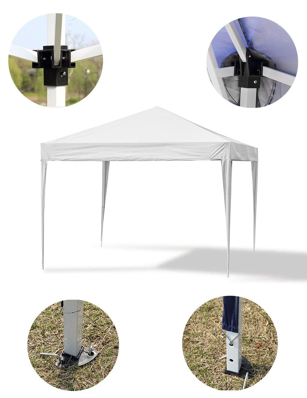 10x10 adjustable shade pergola on Patio Furniture Accessories White Charavector 10 X 10 Ft Heavy Duty Ez Pop Up Gazebo Canopy Tent For Outdoor Waterproof Party Wedding Exhibition Pavilion Bbq Beach With 4 Removable Sidewalls Patio