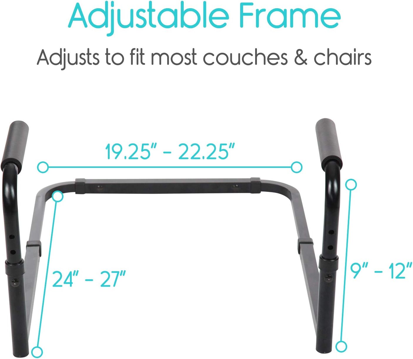 Vive Stand Assist - Mobility Standing Aid Rail for Couch, Chair - Assistance Handle for Patients, Elderly, Seniors and Disabled - Safety Grab Bar for Sitting, Sofa, Home - Adjustable, Portable Device: Health & Personal Care