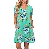 lionstill Women's Casual T Shirt Dress Summer Short Sleeve Swing Dresses with Pockets