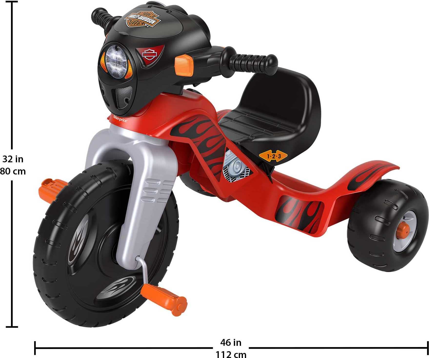 Fisher-Price Toddler Tricycle Harley-Davidson Lights & Sounds Trike, Toy Bike with Adjustable Seat & Storage for Outdoor Play Kids Ages 2+ Years (Amazon Exclusive)